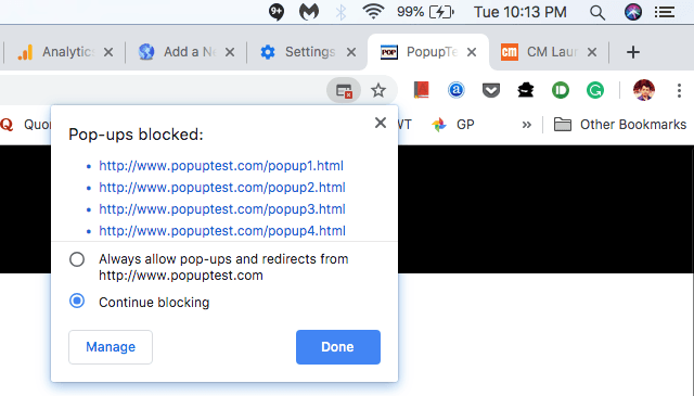do not block popups in chrome for mac